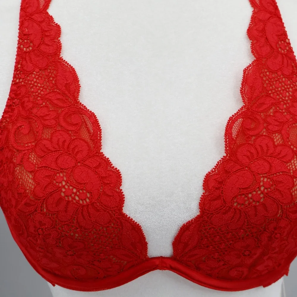 Free People‎ x We Are HAH 2 Timer Bra Siren Red Adjustable 28-36C Sexy Lace NWT